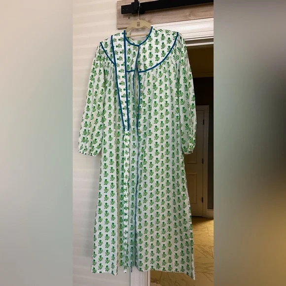 NWOT Block print house dress with wrap - Picture 1 of 2